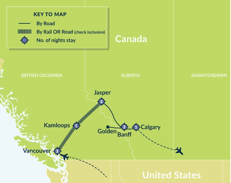 Map of 10 Day Rockies Wildlife Explorer route