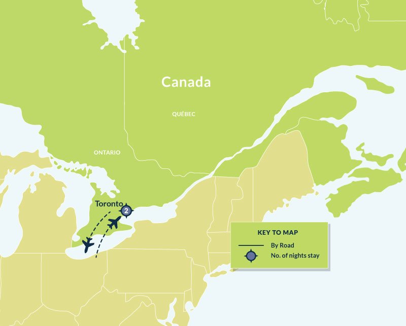 Map of 3 Day Toronto City Stay route