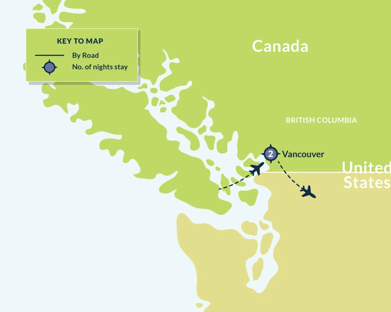 Map of 3 Day Vancouver City Stay route