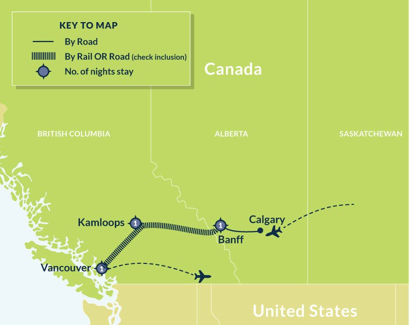 Map of 4-Day Rockies & Luxury Rail Escape: A Journey of Elegance and Adventure route
