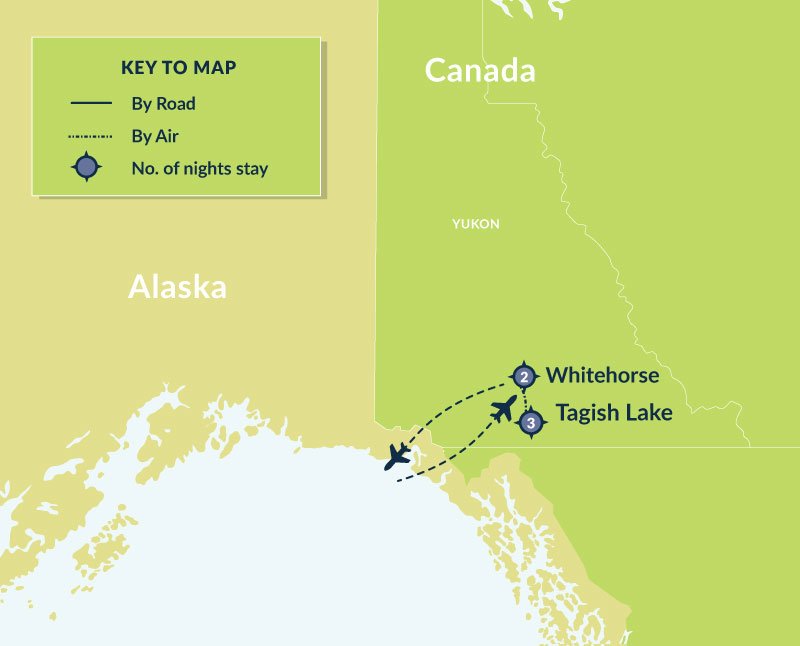 Map of 6 Day Ultimate Yukon Fly-in Lake Resort route