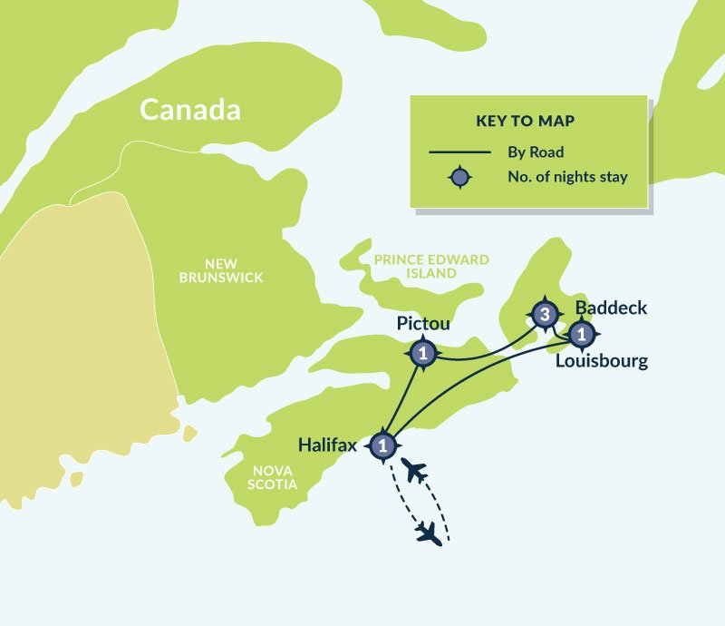 Map of 7 Day Scenic Cape Breton Self-Drive route