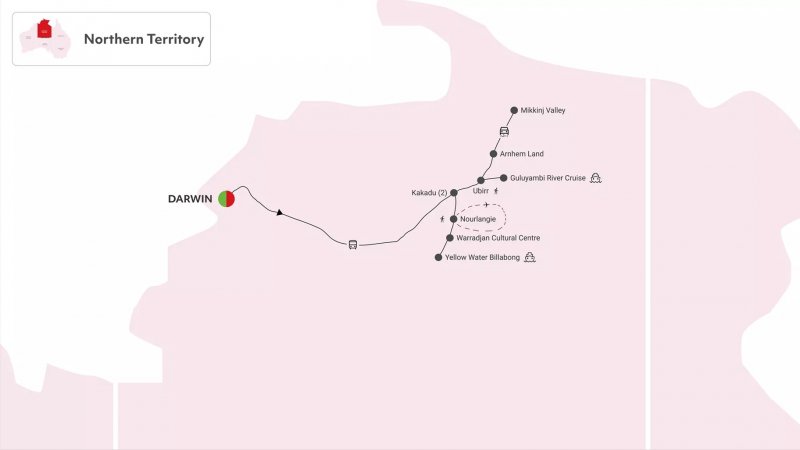 Map of Kakadu and Arnhem Land Explorer route