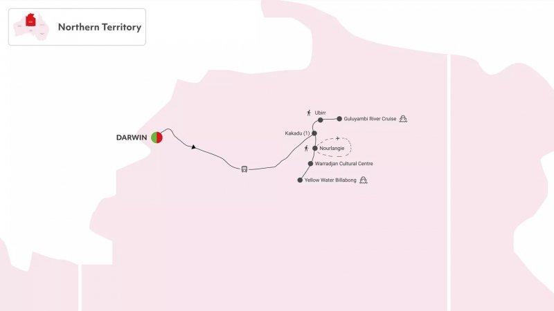 Map of Kakadu and East Alligator River route