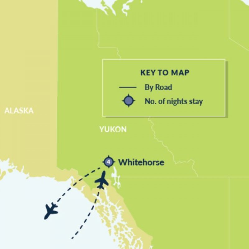 Map of 5 Day Yukon Winter Experience with Aurora Borealis Viewing route