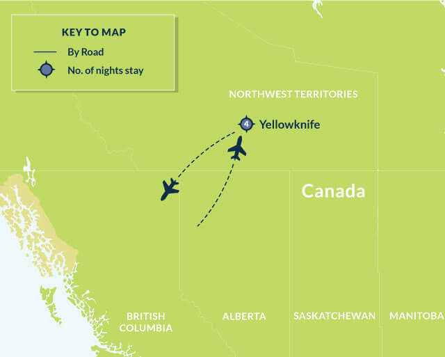 Map of 5 Day Yellowknife Aurora Borealis Viewing route