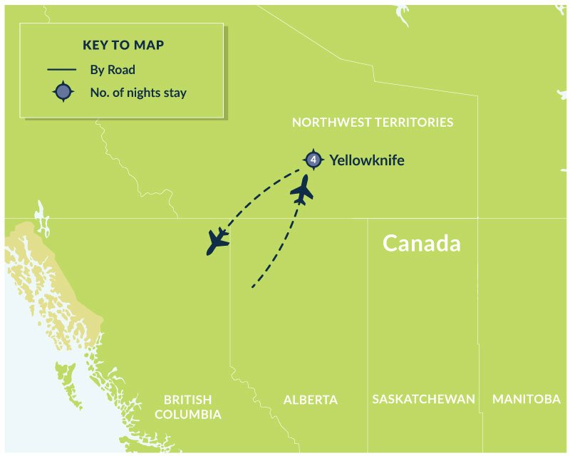 Map of 5 Day Late Summer Aurora Borealis Viewing route
